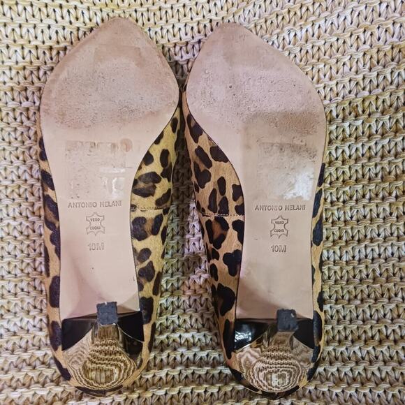Antonio Melani leopard calf hair patent leather toe metalic heel pumps. … - Picture 5 of 5